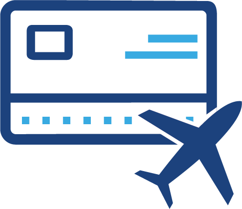 Drawing of a credit card with an airplane on it