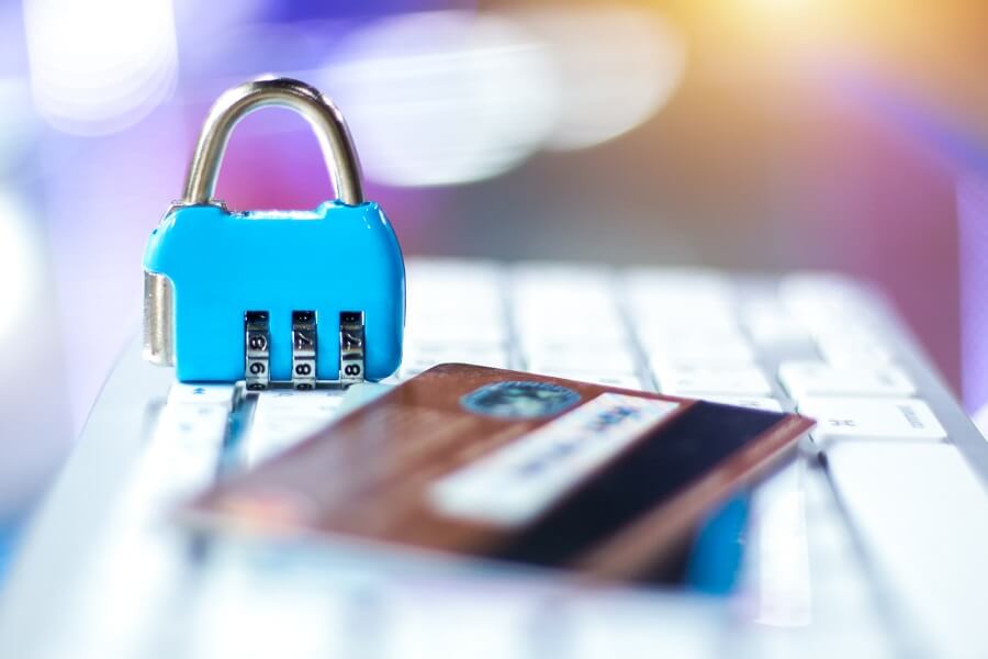 Credit card and padlock