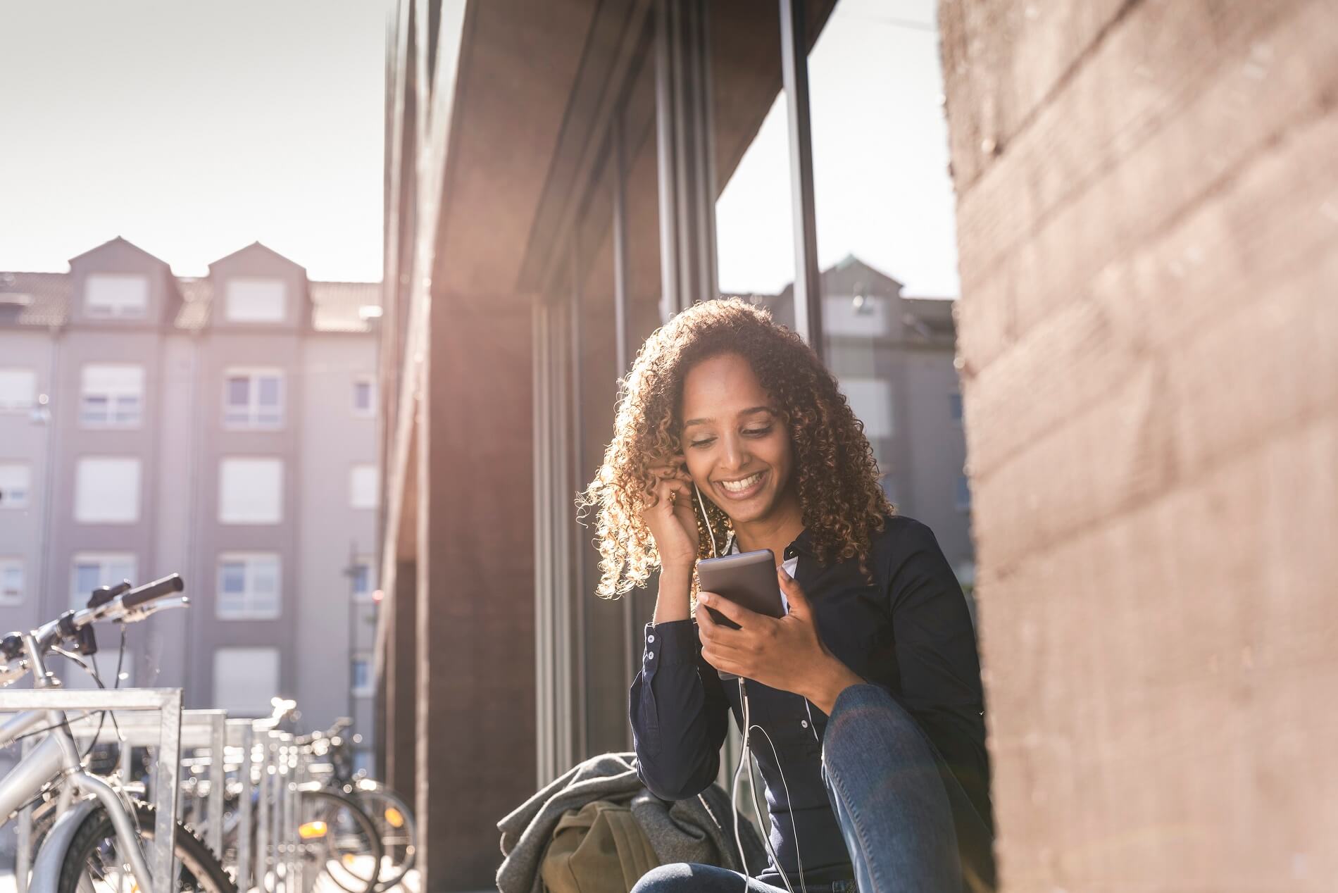 Woman reading something on her smartphone