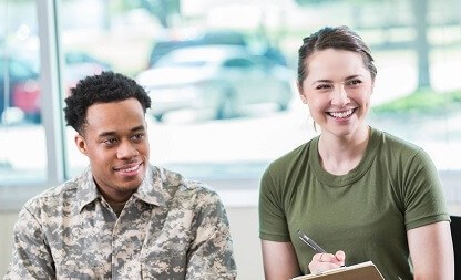 Two soldiers laughing