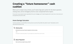 Creating a future homeowner cash cushion